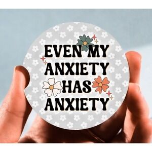 Set of 2 Car Coasters,‎ My Anxiety Has Anxiety Car Coaster, Neoprene Car Coaster